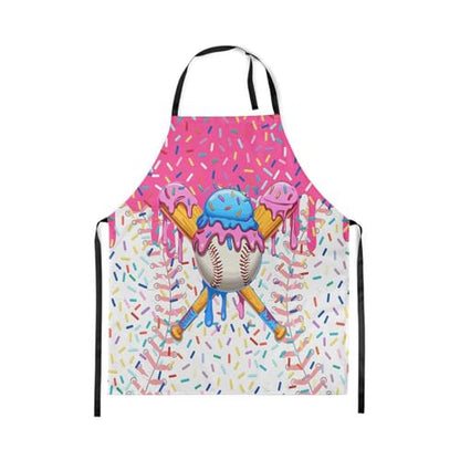 Manfei Baseball Ice Cream Kids Kitchen Apron - color: Rose Red