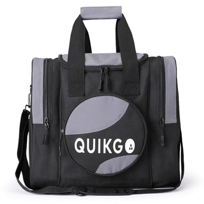 Bowling Ball Bag for Single Ball, Tote Bowling Bag with Padded Ball Holder - color: Black-Grey
