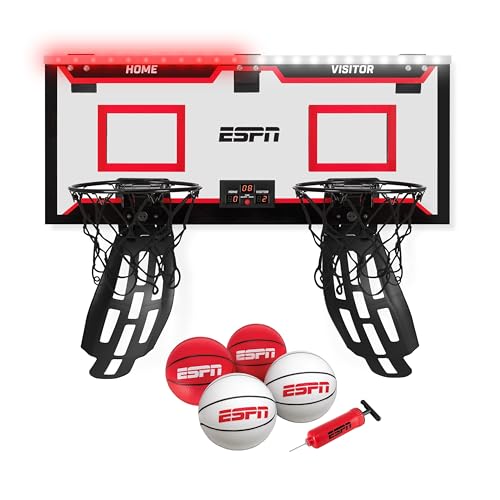 ESPN Over the Door Basketball Hoop for Kids, Ideal for Indoor Games - color: 2 Hoops + Scoreboard
