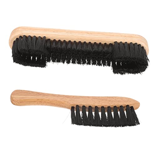 2pcs Pool Table Brush Set Wooden Cleaning Tool with Durable Pe Bristles for Billiard Table Dust Removal Includes Surface and Rail Brushes