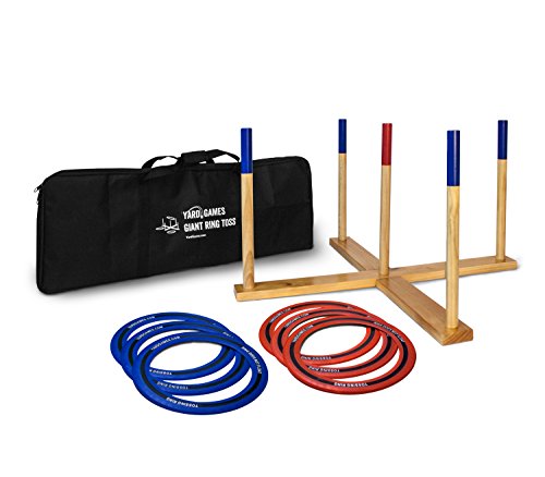 Yard Games Giant Ring Toss with Soft-Touch Tossing Rings and Finished Wood Target