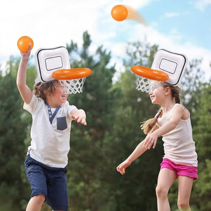Civaner Inflatable Basketball Hoop Hat Game Head-Mounted Toss for Kids Adults Basketball Themed Carnivals Birthdays Party Supplies Outdoor Activities