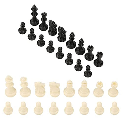 Tournament Chess Set 32 Black & White Pieces 1.93Inch 49mm Tall Standard Replacement Plastic Chessmen Without Checkerboard