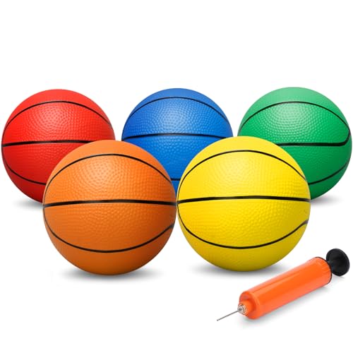 6" Mini Basketball for Kids & Adults, Indoor Basketball for Over-Door Hoop, Toddler Balls Arcade Game 5 Pack - color: Multicolored