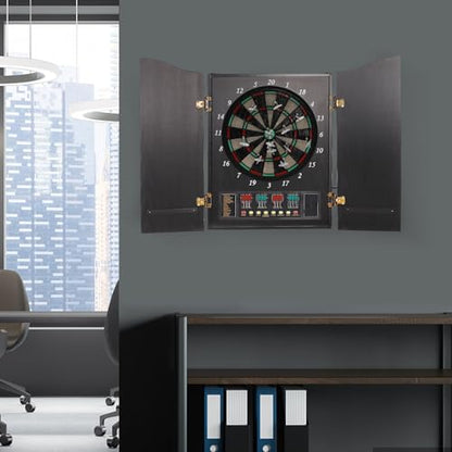 Classic Dartboard Cabinet，Electronic Dartboard Cabinet Set，Dartboard Cabinet Set with Darts and Heads LED Displays for Offices, Gardens, Party Rooms - style: Classic Dartboard Cabinet（Black）