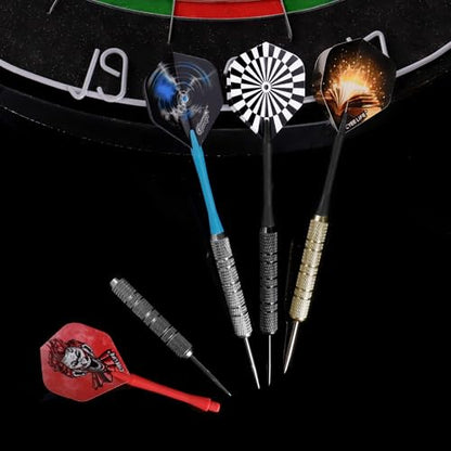 CyeeLife Darts Metal Tip, 18 Pieces Professional Steel Darts, Steel Darts Set with Shaft and Flights, for Beginners and Hobbyists