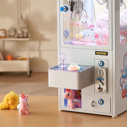 VEVOR Claw Machine, 0-3” Jaw Diameter 0-5” Jaw Lifting, Crane Prize Grabber Commercial Arcade Game Toys, Cool Fun Grab-and-Win Machine w/Light and Sound, Dispenser Vending Toy for Kids,Boys &Girls - color: White, style: Classic clip-on