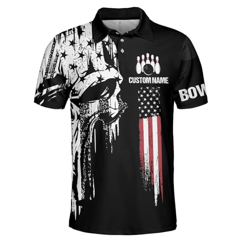 GABITA Personalized Bowling Jerseys for Men, Custom Bowling Polo Shirt, Bowling Shirts Gift for Bowler Team Player - color: A44