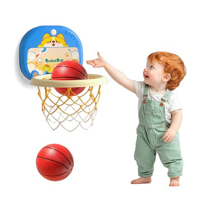 Kids Basketball Hoop Indoor, 【Large Size Auto Score & Sound】 Height Adjustable Basketball Goal with Silent Ball, Suction Cup & Hook Mount, Easy Install for Toddlers 1-6 Years Old - size: Small-No Score