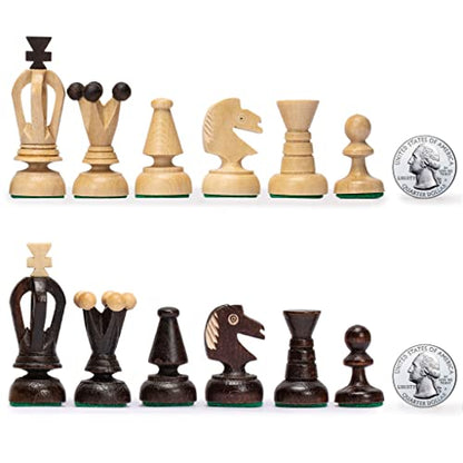 Husaria European International Chess Wooden Game Set, King's Classic - 13.8 Inches Medium Size Chess Set with Handcrafted Chessmen and Felted Folding Board - size: 13.8 Inch Classic