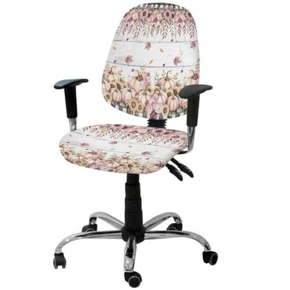 Savannan Office Chair Cover, Fall Thanksgiving Pumpkin Floral Protective Stretch Elastic Universal Cover for Desk Task Chair,Computer Rotating Chair 1 Pcs Grey Wood Grain and Pink