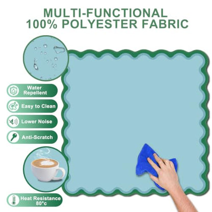 LZSIG Scalloped Mahjong Mat for Table, 31.5x31.5 Inches, Green | Anti-Slip, Waterproof, Noise-Reducing Table Cover for American Mahjong, Poker, Board Games , Dominoes, and Card Games - color: Cyan-3