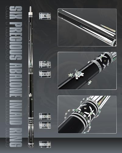 KONLLEN KL-KB Low Deflection Maple Billiards Cue Pool Cue Stick Real Wood Abalone Shell Inlay Wrapless 12.5mm Tip - color: AK-KB-1-set3