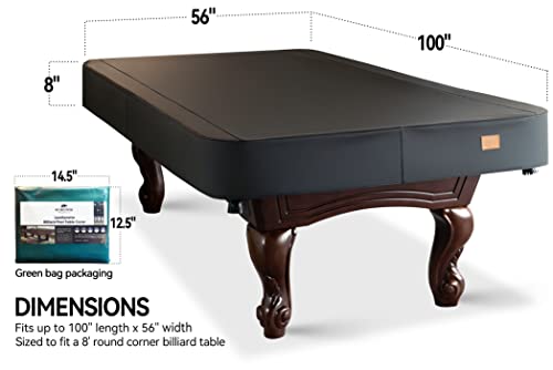 Heavy Duty Leatherette Billiard Pool Table Cover, Waterproof & Tearproof Cover for Pool Table 7/8/9FT (Black Charcoal/Matte, 8FT-(100"LX 56"WX 8“H)) - color: Black Charcoal/Matte, size: 8FT-(100"LX 56"WX 8“H)