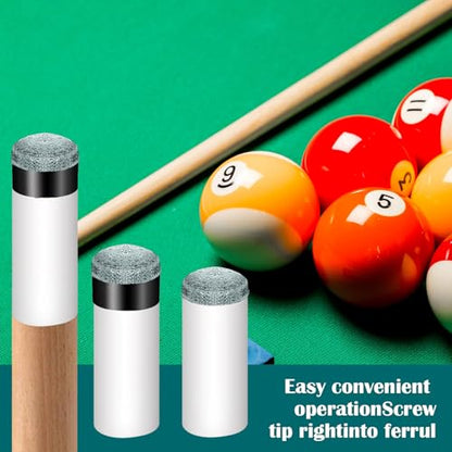 12 PCS Pool Cue Stick Tips, Screw On Replacement Kit, 13mm Blue & Brown Leather Cue Tips with White Ferrules, No Glue No Clamp Needed, Billiard Cues Stick Repair Accessories for Pool Snooker Cues