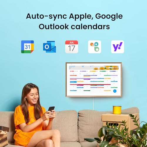 Apolosign 15.6-inch Digital Family Calendar, No Subscription Fee, Smart Wall Planner with Calendar Sync, Chore Chart & Touchscreen Display for Busy Families, Dual Mode, with Stand (Teak) - color: Teak