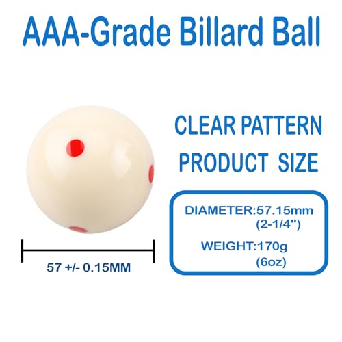 Billiards 2-1/4" Practice Cue Ball with Black PU Case for 6 Red Dots & American Eight Ball - color: 6 Red Dots