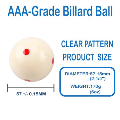 Billiards 2-1/4" Practice Cue Ball with Black PU Case for 6 Red Dots & American Eight Ball - color: 6 Red Dots