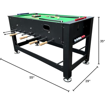 KICK Dyad 55" 2-in-1 Multi-Game Table – Foosball & Billiards/Pool Table - color: Black