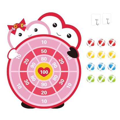 Ansoufien Valentine's Day Dartboard Game for Kids – Cute Heart-Themed Target Game with 12 Sticky Balls – Indoor Party Game for Girls & Boys, Classroom and Family Fun