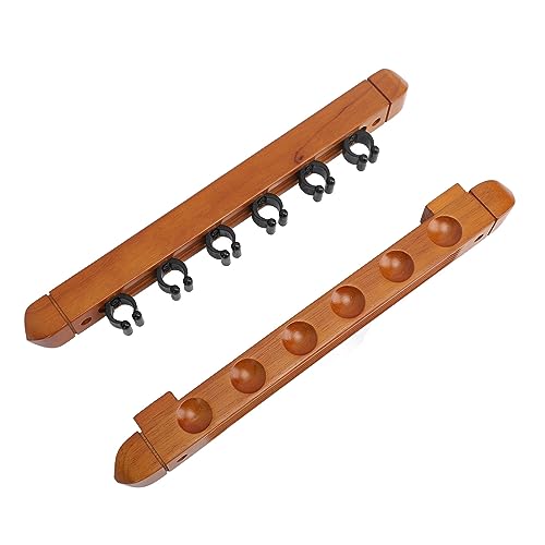 Srliya Wall Mounted Billiard Pool Rack 6 Cues Wooden Billiard Rack Billiard Stick Wall Rack