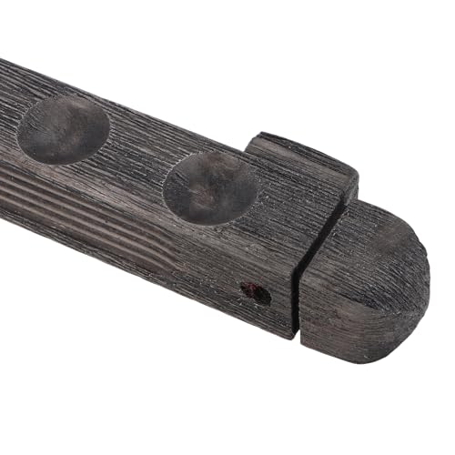 Cabilock Wall Mounted Solid Wood Billiard Cue Rack for 6 Cues Pool Stick Holder with Locating Clip Silver Gray for Game Room and Home Recreation Storage