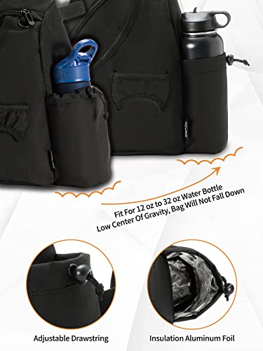 MOYAQI Disc Golf Bag with Retriever Holder and Storage Pockets, Disc Golf Backpack with 8-10 Disc Capacity, Padded Adjustable Strap and Back Panel, Lightweight and Durable - color: Black