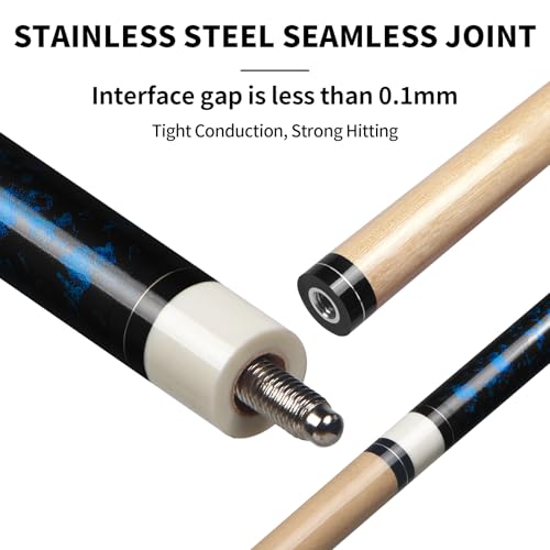LOTKEY Pool Cue Stick,58"/52"/48"/42" Pool Cue Set of 4/2/1 Billiard Cues Sticks for Professional,Pool Sticks for Adults 14 15 19 20 21oz House Bar with 2 Billiard Chalk - color: 18oz Blue (1 piece)