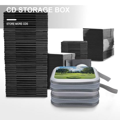 Golf Course CD Case 40 Discs Heavy Duty Bag Binder Storage Booklet Album Portable DVD CD Case Holder for Car Sturdy Hard Plastic Disc Cases for Home Office Travel