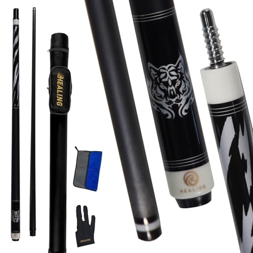 58" 19-20oz 2-Piece Carbon Pool Cue Stick 11.8mm Tip Billiard Carbon Fiber Clue, Billiard Supplies 1/2 Joint Handmade Straight Fit Ball/Black Eight, Nine Balls 19-20oz (Play Cue) - color: Black