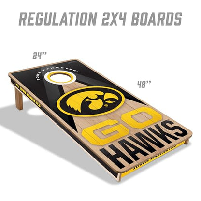 YouTheFan NCAA 2' x 4' Slogan Series Professional Wood Cornhole Game with Logo Bags - color: Iowa Hawkeyes