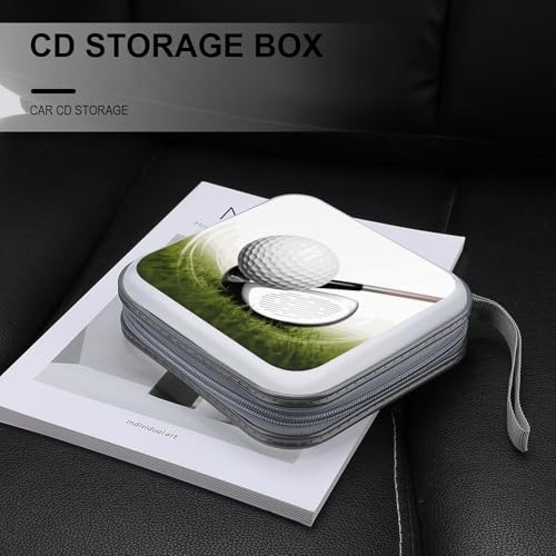 Golf Club CD Case 40 Sheets Capacity DVD Storage Bag Cute Portable Zipper DVD Case Holder Large Capacity CD Wallet for Car Home Office Games Disc Audio Music