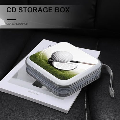 Golf Club CD Case 40 Sheets Capacity DVD Storage Bag Cute Portable Zipper DVD Case Holder Large Capacity CD Wallet for Car Home Office Games Disc Audio Music