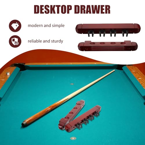 Cabilock Wood Wall-Mounted Pool Stick Rack 4-Hole Solid Wood Billiard Cue Stand Holder Set of 2 Burgundy for Game Room Storage and Display