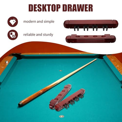 Cabilock Wood Wall-Mounted Pool Stick Rack 4-Hole Solid Wood Billiard Cue Stand Holder Set of 2 Burgundy for Game Room Storage and Display