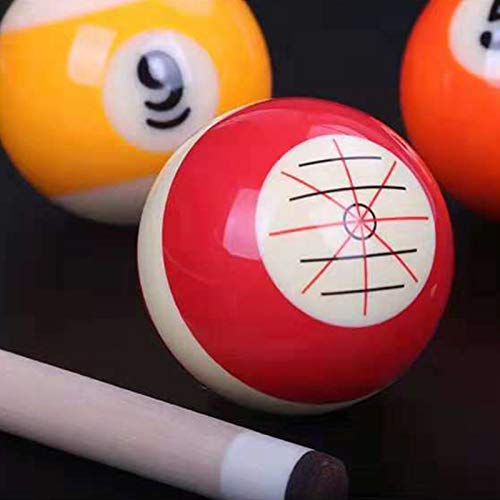 Billiards Pool Cue Ball, 2-1/4"/57.2mm Phenolic Resin Practice Training Aid with Precision Target Markings, Dual-Sided 8-Ball Spin & Angle Training for Beginners & Advanced Players