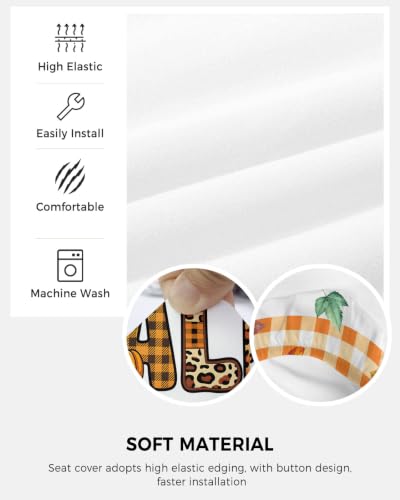 Savannan Office Chair Cover, Fall Leopard Print Maple Leaf Protective Stretch Elastic Universal Cover for Desk Task Chair,Computer Rotating Chair 1 Pcs Orange and White