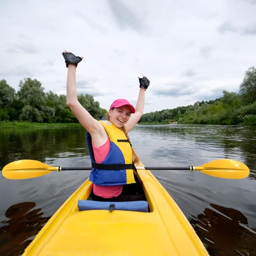 Karltion Kayak Paddle - Adjustable 2 Pieces Aluminum Alloy Shaft with Glass Fiber Blade for Surfing,Oar Fishing Easy Packable Travel - color: Yellow, size: 86"-1 paddle