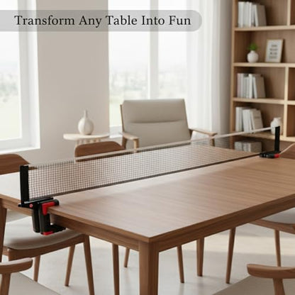 Portable Table Tennis Net Set with Telescopic Clamp, Tool-Free Setup for Dining Tables & Desks, Compact Storage - color: Black