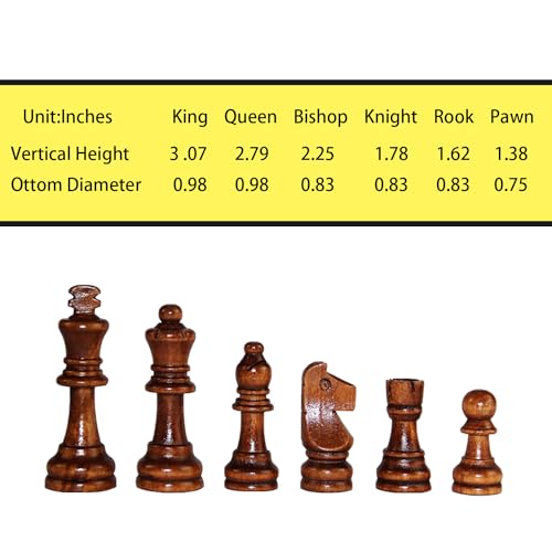 Nature Wood Chess Pieces Set, 3.15” King Figures Tournament Staunton Chessmen with Storage Bag Chess Piece (Magnetism Chess Piece) - color: Magnetism Chess Piece