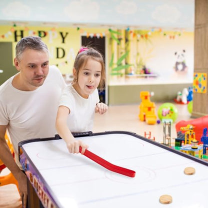 2 Sets Wooden Replacement Hockey Sticks and Pucks for Classic Wooden Tabletop Games Hockey Games Equipment Set Extra Accessories for Kids Children Adults Family - color: Red