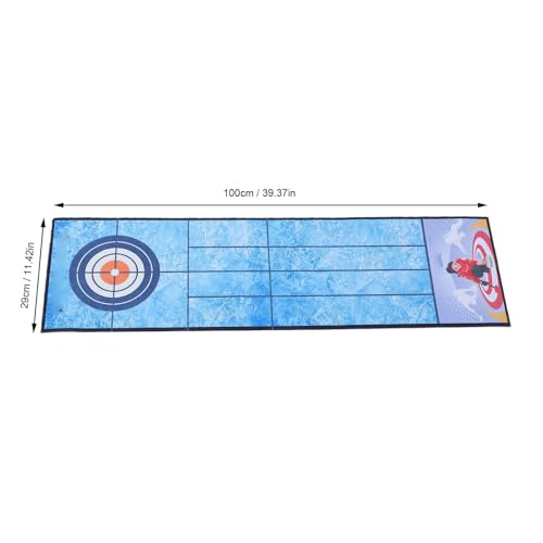 Fockety Tabletop Curling Game, Portable Curling Board Game Set Foldable Mat Desktop Toy for Travel Parties Gathering