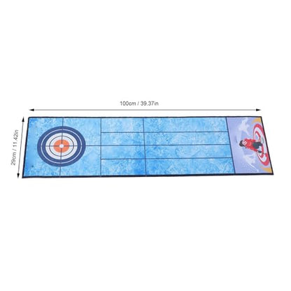 Fockety Tabletop Curling Game, Portable Curling Board Game Set Foldable Mat Desktop Toy for Travel Parties Gathering