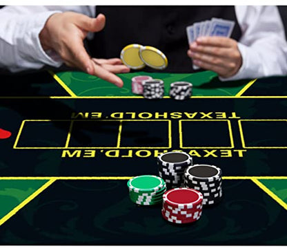 nuveti Poker Mat - 55 x 28inch Non-Slip Poker Table Game Mat - Portable Rubber Waterproof Poker mat for Table 6-8 Player Card Game Anti-Slip Rubber Poker Table Top Layout - color: 55 X 28 Inch Rectangular-green6