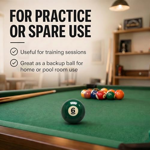 KONLLEN Single Replacement Pool Ball – 2-1/4" Regulation Size & Weight Billiard Ball Made of Phenolic Resin (Choose 1–15 or Cue Ball) - color: #6