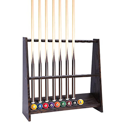 Pool Stick Holder, Pool Cue Holder, Billiard Cue Rack, Wooden Pool Stick Stand, Pool Cue Rack, Raised Base, Holds 10 Pool Sticks, For Indoor Living Rooms, Bars, Pavilions, Entertainment Parties