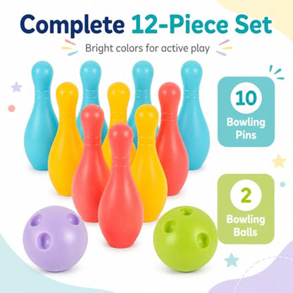 VOSAREA 1Set Plastic Bowling for Indoor Outdoor Recreational Bowling Plaything Fun Pin and Ball for Parties