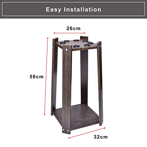 Home Pool Cue Holder Rack Billiards Pool Cue Rack - Ball Cue Rack Floor Stand, Snooker Cue Rack Holds 8 Pool Billiard Stick Freestanding, Dark Wood Grain, Billiard Bar Storage Rack