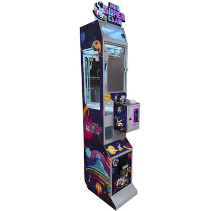 Mini Claw Machine - Coin & Bill Operated Vending Unit - Arcade Style Prize Dispenser for Events,Stores or Game Rooms - Space Theme