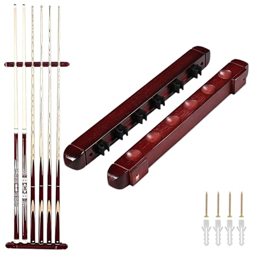 Wooden Billiard Cue Sticks Rack,2-Piece 4/6/8 Billiard Pool Cue Rack Wall Mounted Holders (wine, 6 cue) - color: wine, size: 6 cue